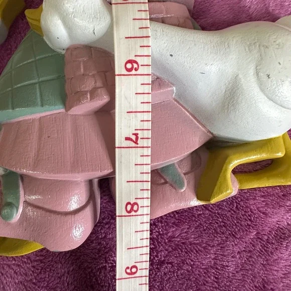 Vintage Wall Decor Boy Girl Riding Geese Figurines Pink Green Yellow Set - Picture 8 of 9
